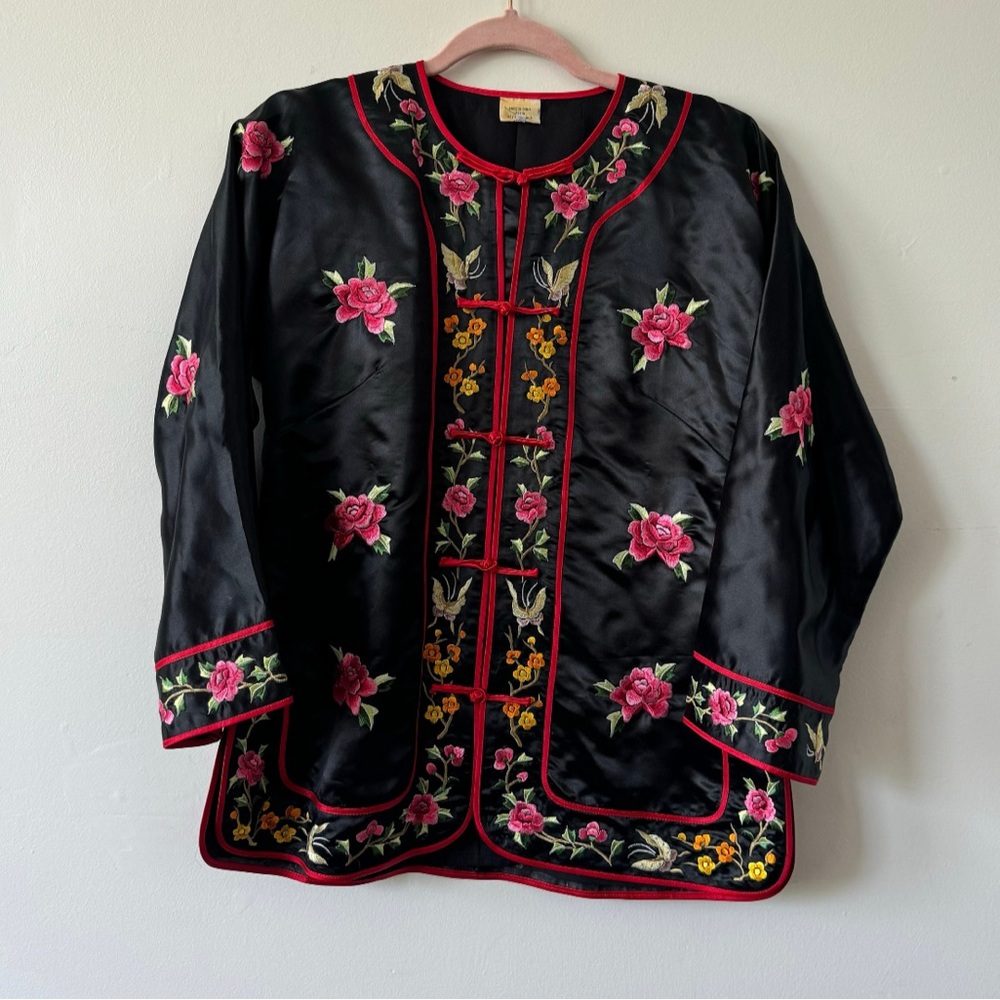 Vintage Black Floral Embroidered Jacket